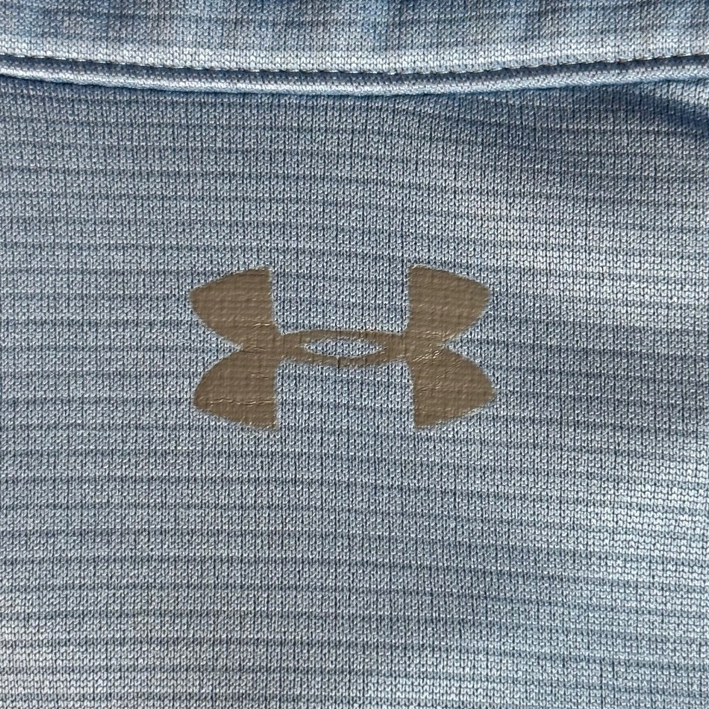 Under Armour Mens HeatGear Polo Shirt Blue Heather Stripe Loose Fit Small - Picture 6 of 7